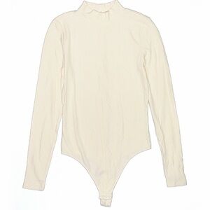 knix Cream Ribbed Turtleneck Bodysuit